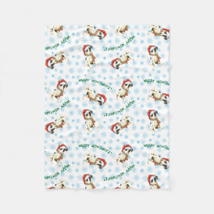 Couverture Polaire Happy Howlidays Smooth Fox Terrier