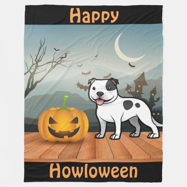 Couverture Polaire Happy Howloween Staffordshire Bull Terrier (Devant)