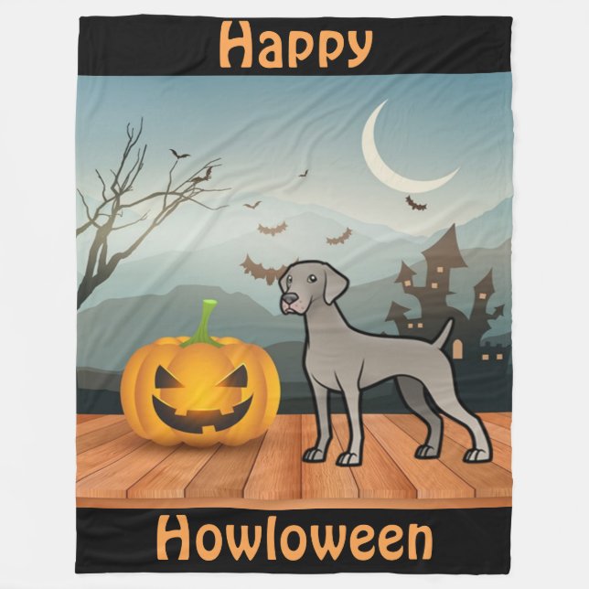 Couverture Polaire Happy Howloween Weimaraner (Devant)