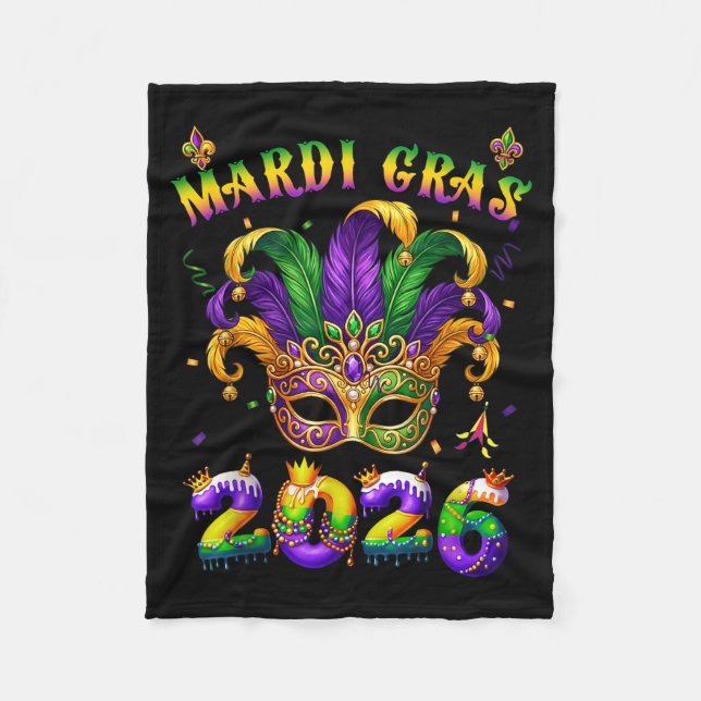 Couverture Polaire Happy Mardi Gras 2026 Jester Hat New Orleans Men W (Devant)