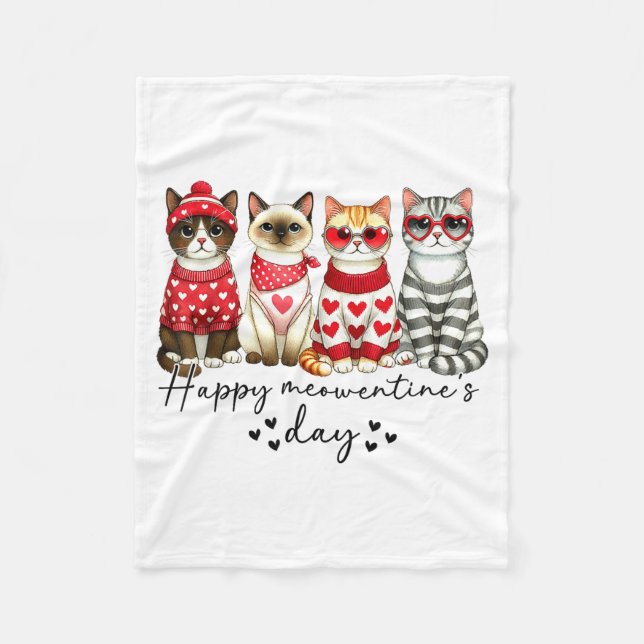 Couverture Polaire Happy Meowentine's Day Cute Valentines Funny Cat S (Devant)