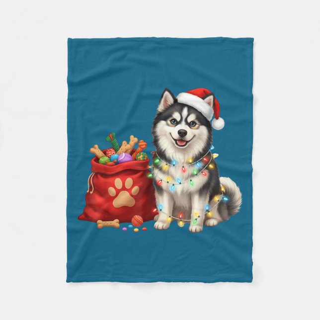 Couverture Polaire Happy Msky Christmas Lights Dog Mom Msky  (Devant)