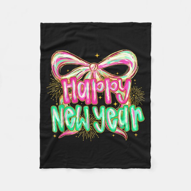 Couverture Polaire Happy New Year 2026 Brushstroke Coquette Firework  (Devant)