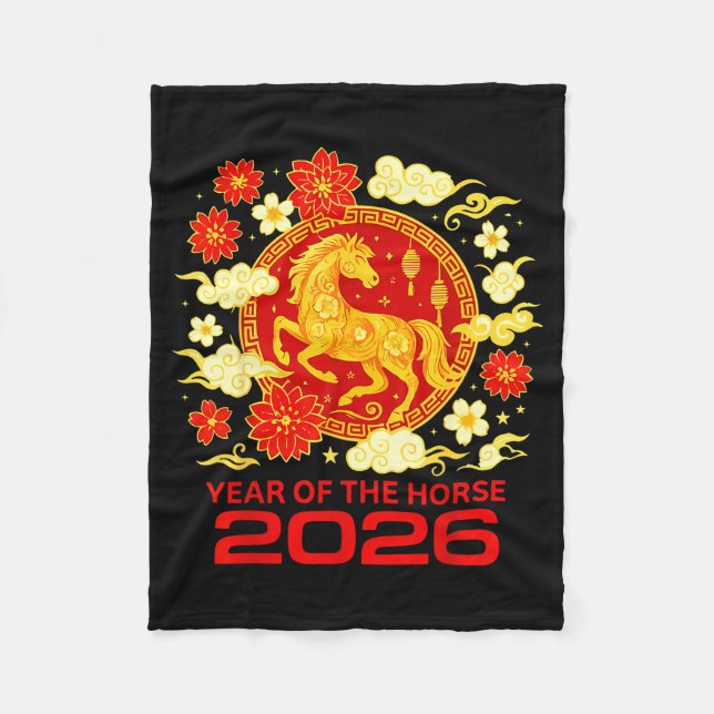 Couverture Polaire Happy New Year 2026 Chinese New Year Horse Zodiac  (Devant)