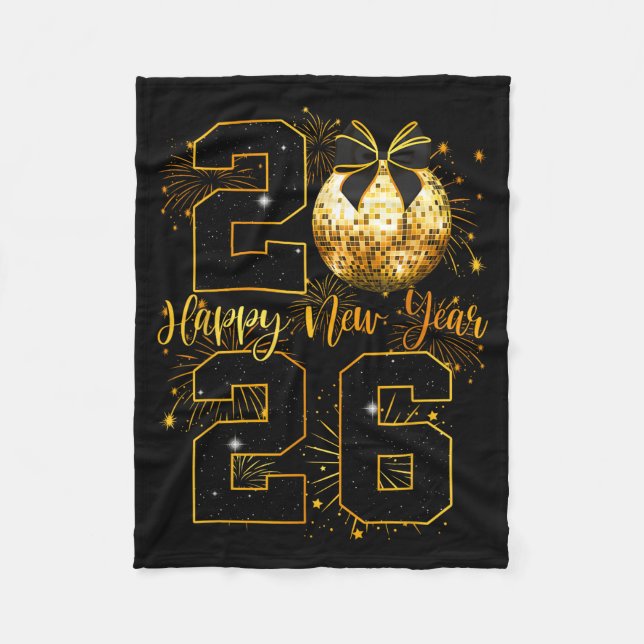 Couverture Polaire Happy New Year 2026 Coquette Bow Disco Ball New Ye (Devant)
