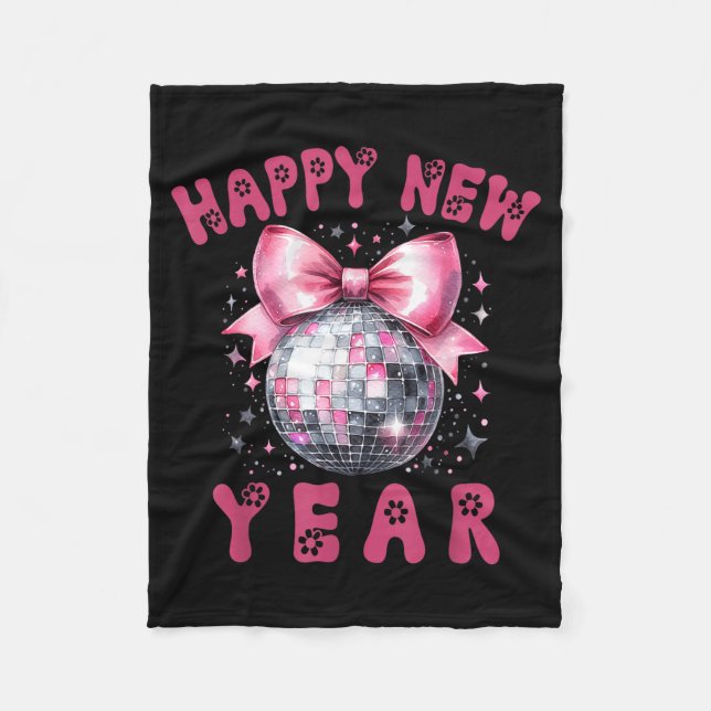 Couverture Polaire Happy New Year 2026 Coquette Nk Bow Disco Ball Wom (Devant)