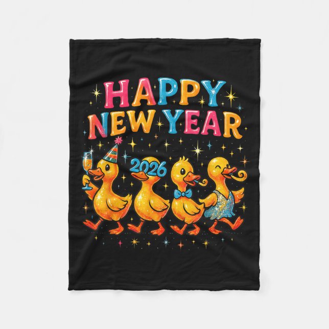 Couverture Polaire Happy New Year 2026 Cute Duck Party Gift  (Devant)
