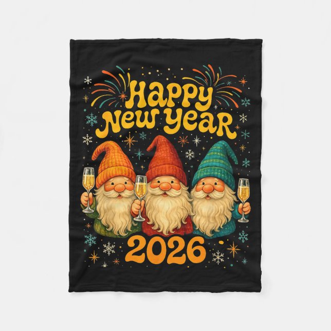 Couverture Polaire Happy New Year 2026 Cute Gnome Party Gift  (Devant)