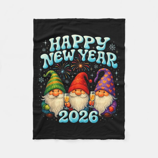Couverture Polaire Happy New Year 2026 Cute Gnome Party Gift  (Devant)