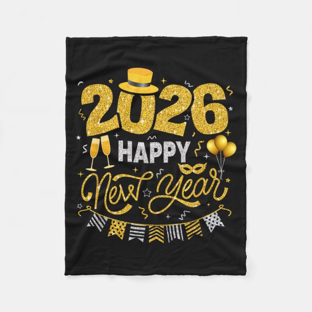 Couverture Polaire Happy New Year 2026 Fireworks Countdown New Years  (Devant)