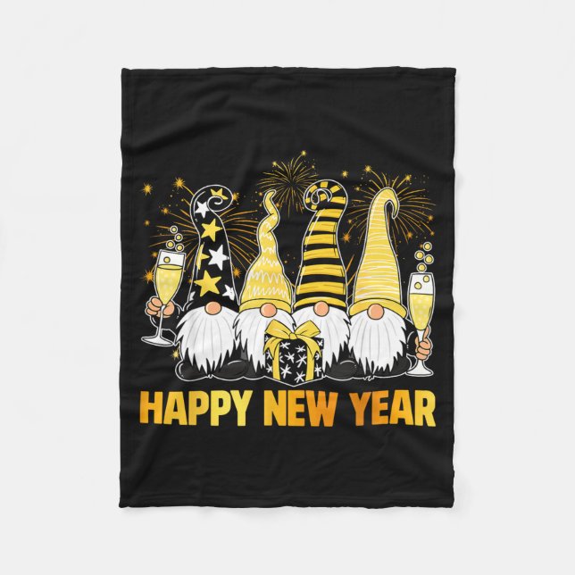 Couverture Polaire Happy New Year 2026 Gnomes Drinking Champagne New  (Devant)