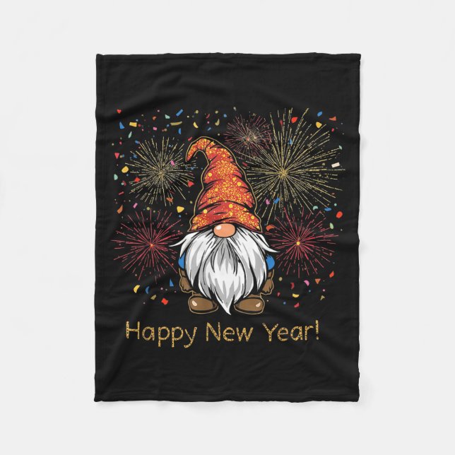 Couverture Polaire Happy New Year 2026 Gnomes Fireworks Confetti  (Devant)