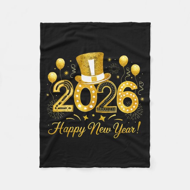 Couverture Polaire Happy New Year Balloons Party 2026 Together Family (Devant)