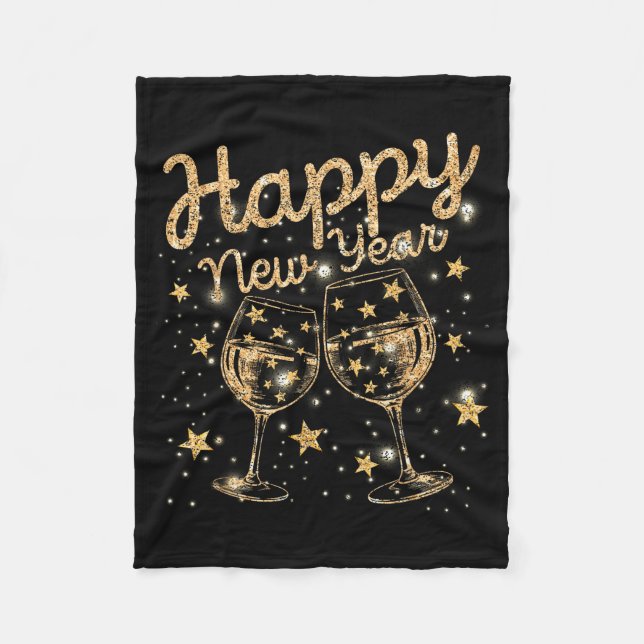 Couverture Polaire Happy New Year Champagne New Years Men Women  (Devant)