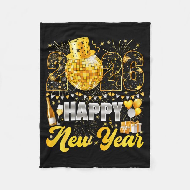 Couverture Polaire Happy New Year Party 2026 Balloon Family Matching  (Devant)