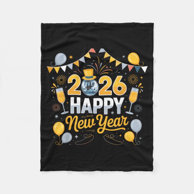 Couverture Polaire Happy New Year Party 2026 Balloon Family Matching  (Devant)