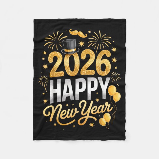 Couverture Polaire Happy New Year Party 2026 Fireworks Family Matchin (Devant)