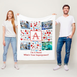 Couverture Polaire Happy Nurses Day 4 photo collage croix monogramme