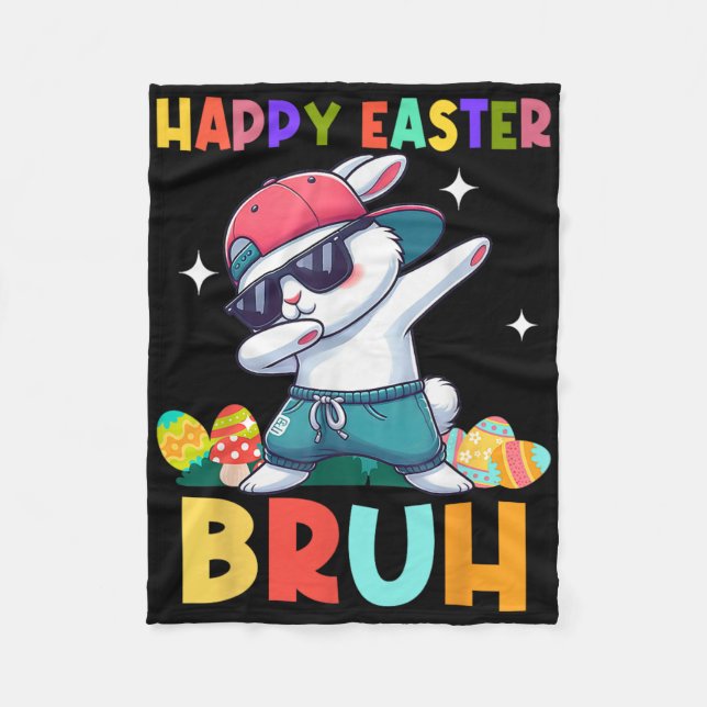 Couverture Polaire Happy Pâques Bruh Bunny Dab Rabbit Danse Garçons E (Devant)