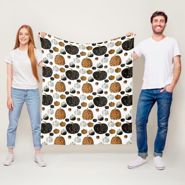 Couverture Polaire Happy print polka dots pumpkin  (En situation)