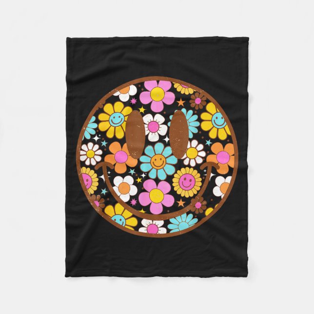 Couverture Polaire Happy Retro Daisy Smile Face Preppy Aesthetic Men  (Devant)