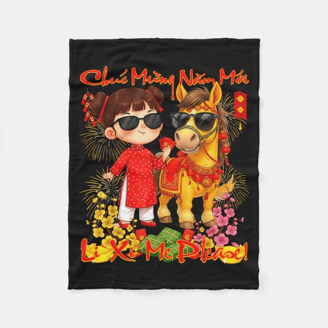 Couverture Polaire Happy Tet Chuc Mung Nam Moi 2026 Li Xi Me Please K (Devant)