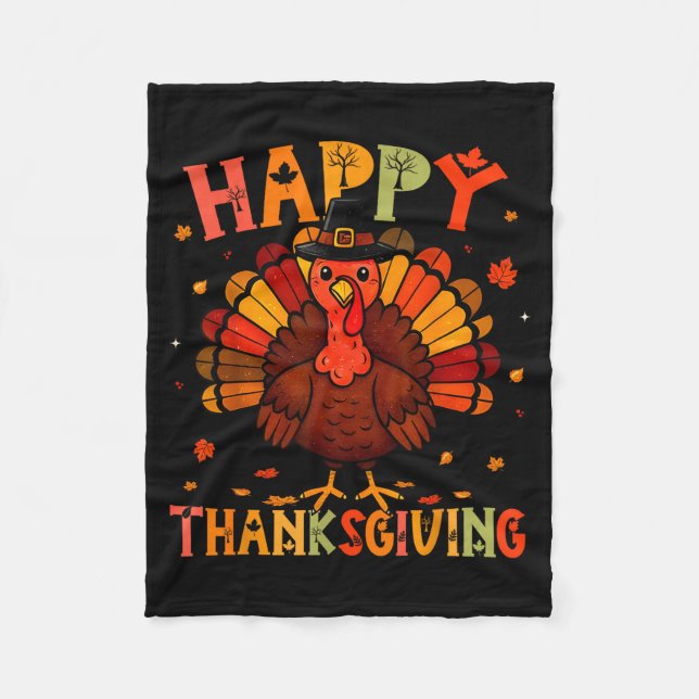 Couverture Polaire Happy Thanksgiving Funny Turkey Day Family Dinner  (Devant)