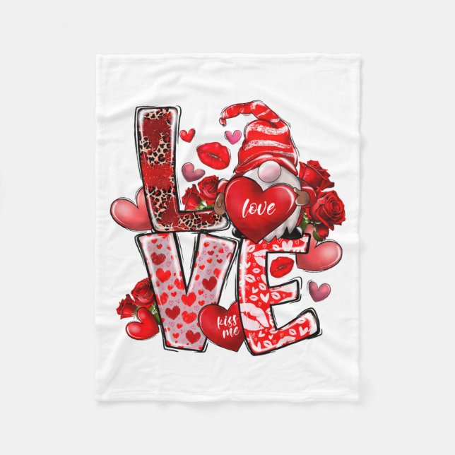 Couverture Polaire Happy Valentine Gnome Heart Valentine's Day Couple (Devant)