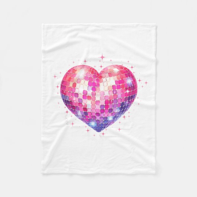 Couverture Polaire Happy Valentine's Day Coquette Nk Disco Ball Heart (Devant)