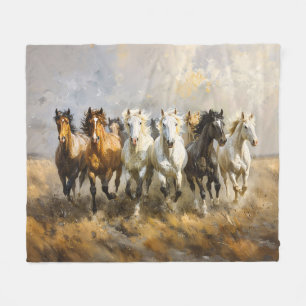 Couverture Polaire Harde de Cheval Galloping Mustang Peinture