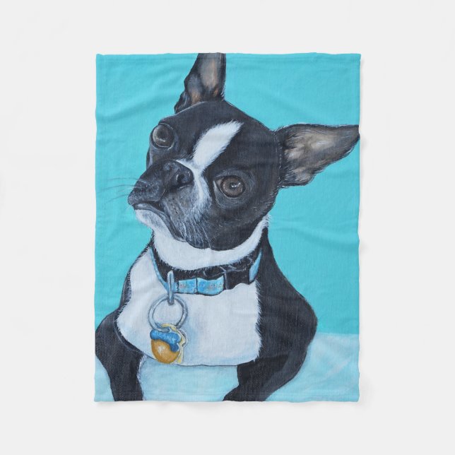 Couverture Polaire Haricots the Boston Terrier Painting (Devant)