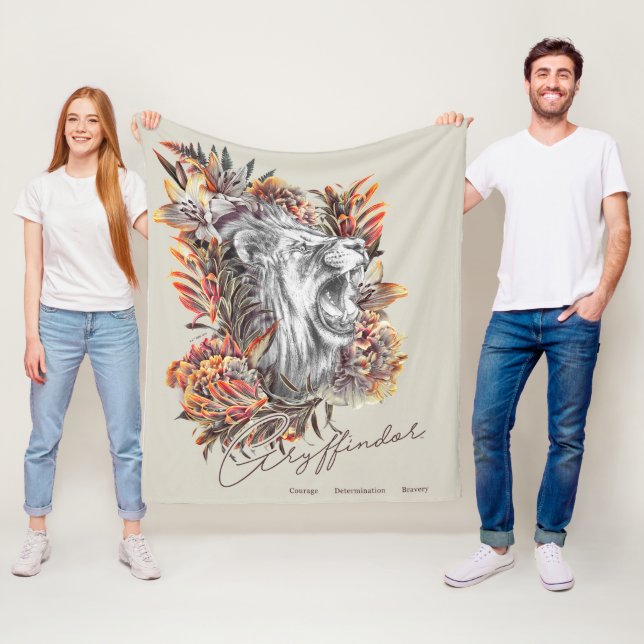 Couverture Polaire HARRY POTTER™ GRYFFINDOR™ Floral Graphisme (En situation)