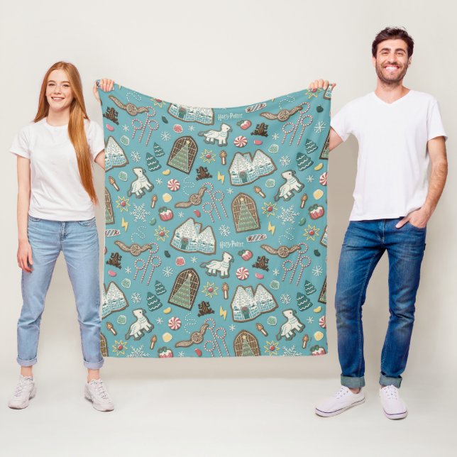 Couverture Polaire HARRY POTTER™ HOGWARTS™ Motif de cookies de Noël (En situation)