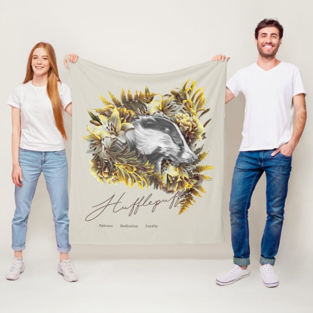 Couverture Polaire HARRY POTTER™ HUFFLEPUFF™ Graphique floral (En situation)