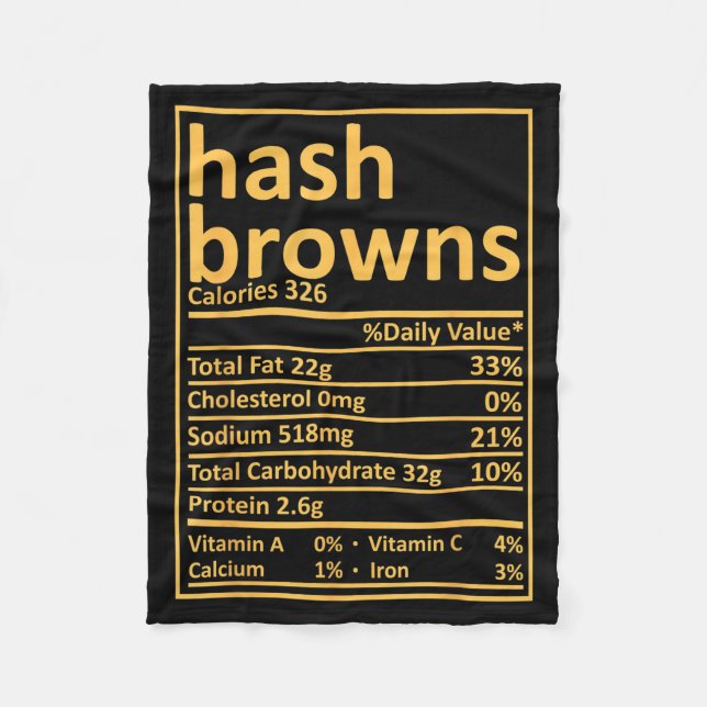 Couverture Polaire Hash Browns Nutrition Thanksgiving Food Facts Xmas (Devant)