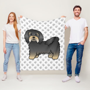Couverture Polaire Havanais noir et feu, chien de dessin animé mignon