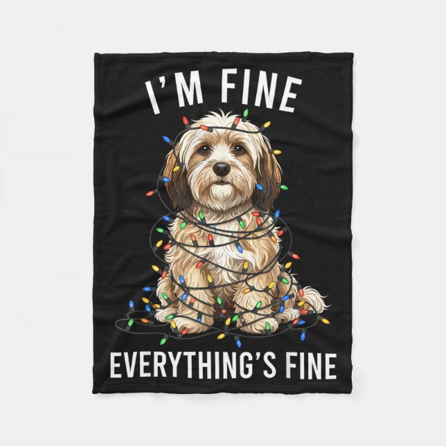 Couverture Polaire Havanese Christmas I'm Fine Everything Is Fine  (Devant)