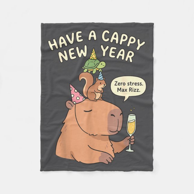 Couverture Polaire Have A Cappy New Year 2026 Capybara Max Rizz Funny (Devant)
