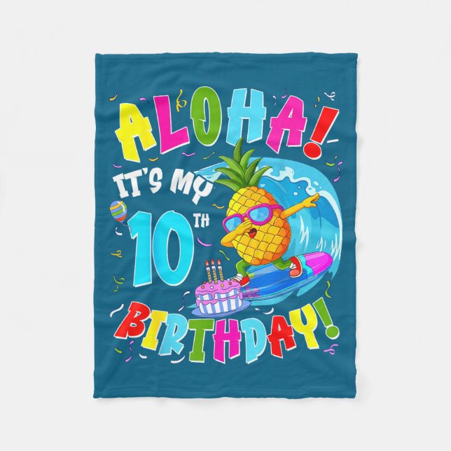 Couverture Polaire Hawaii aloha 10e anniversaire garçon hawaïen fille (Devant)