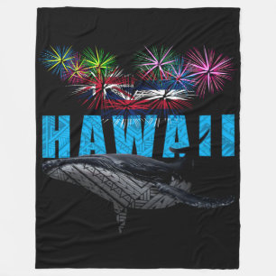 COUVERTURE POLAIRE HAWAII NYE TRIBAL POLYNÉSIEN HUMPBACK FEU
