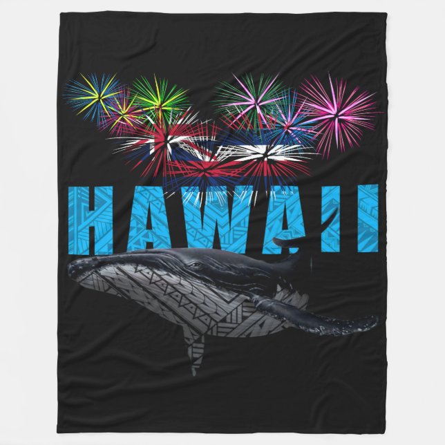 COUVERTURE POLAIRE HAWAII NYE TRIBAL POLYNÉSIEN HUMPBACK FEU (Devant)
