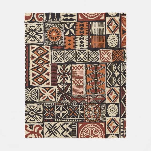 Couverture Polaire Hawaiian style tapa tribal fabric abstract patchwo (Devant)