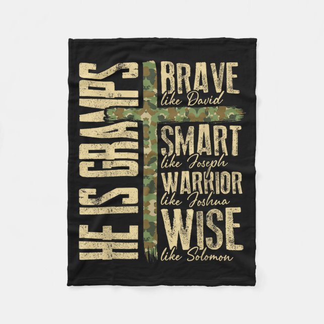 Couverture Polaire He Is Gramps Camo Religious Father's Day Christian (Devant)