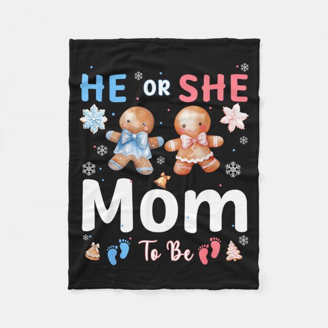 Couverture Polaire He Or She Mom To Be Christmas Gingerbread Gender R (Devant)