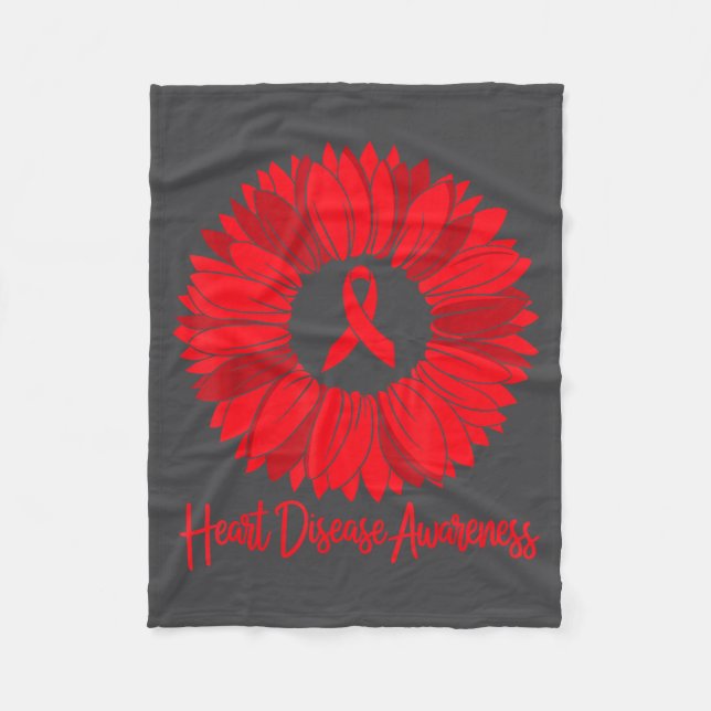 Couverture Polaire Heart Disease Awareness Sunflower Go Red Women Hea (Devant)
