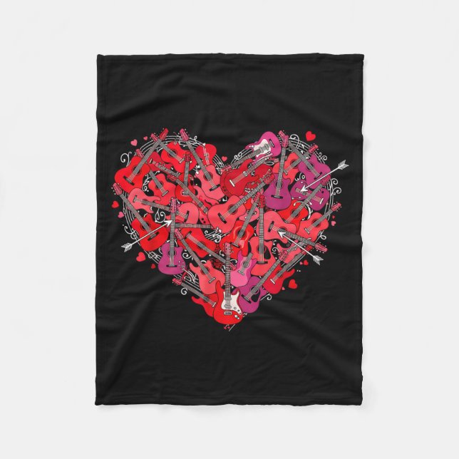 Couverture Polaire Heart Guitar Love Valentines Day Guitarist Player  (Devant)