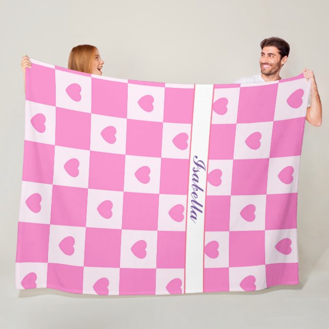 Couverture Polaire Heart Modern Pink Love Collection (En situation)