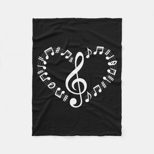 Couverture Polaire Heart Shape Musical Notes Music Lovers Happy Valen (Devant)