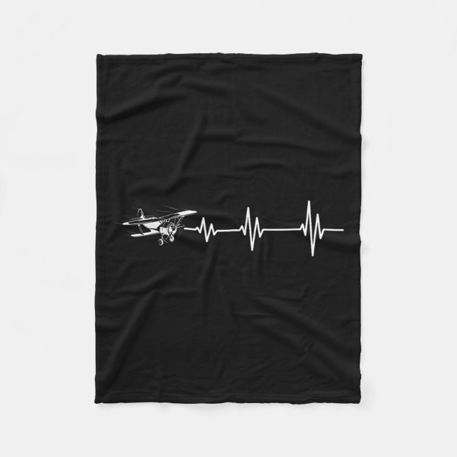 Couverture Polaire Heartbeat Flying Plane Pulse Line Retro Prop Aircr (Devant)