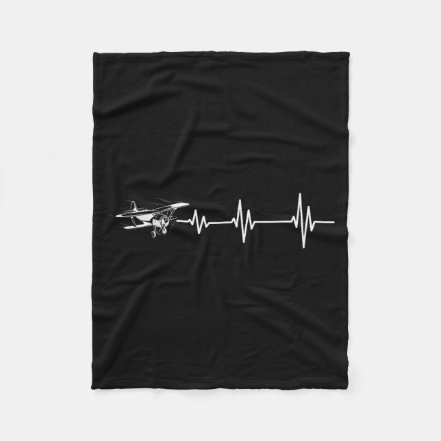 Couverture Polaire Heartbeat Flying Plane Pulse Line Retro Prop Aircr (Devant)